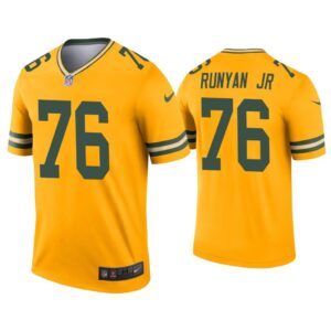 Men Jon Runyan Jr. Green Bay Packers Gold Inverted Legend Jersey