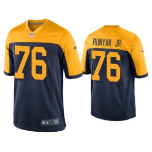 Men Jon Runyan Jr. Green Bay Packers Navy Throwback Game Jersey