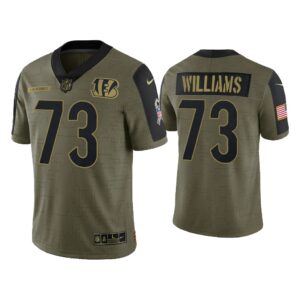 Men Jonah Williams Cincinnati Bengals Olive 2021 Salute To Service Limited Jersey