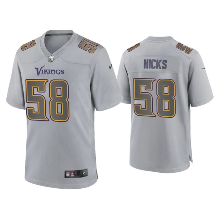 Men Jordan Hicks Minnesota Vikings Gray Atmosphere Fashion Game Jersey