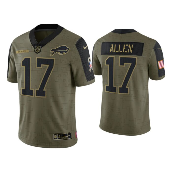 Men Josh Allen Buffalo Bills Olive 2021 Salute To Service Limited Jersey