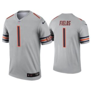 Men Justin Fields Chicago Bears Silver Inverted Legend Jersey