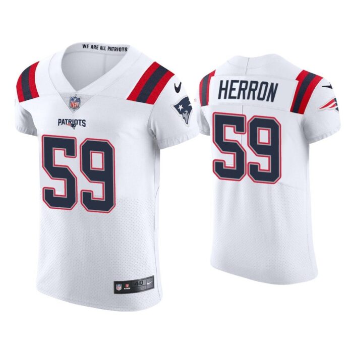 Men Justin Herron New England Patriots White Vapor Elite Jersey