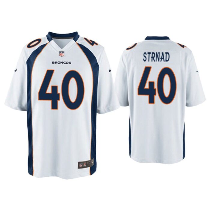 Men Justin Strnad Denver Broncos White Game Jersey