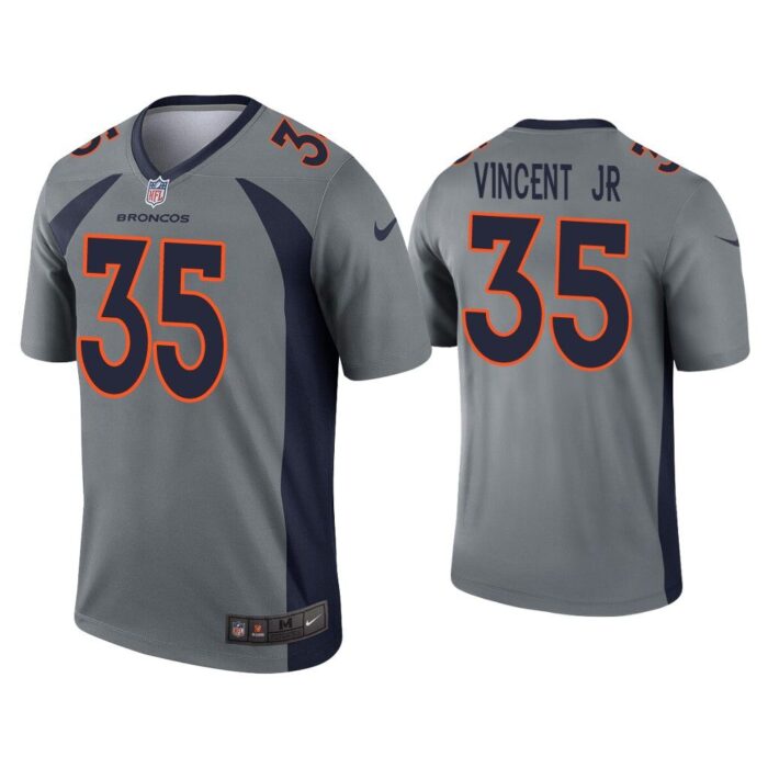 Men Kary Vincent Jr. Denver Broncos Gray Inverted Legend Jersey