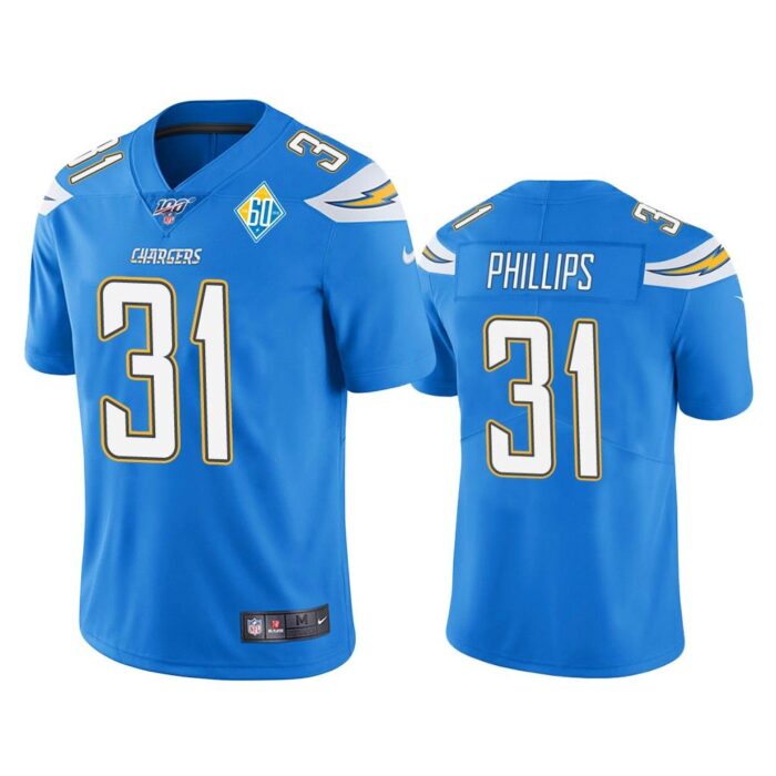 Men Los Angeles Chargers 60th Anniversary Adrian Phillips Light Blue Limited Jersey