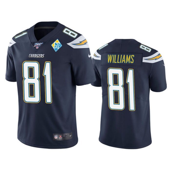 Men Los Angeles Chargers 60th Anniversary Mike Williams Navy Limited Jersey