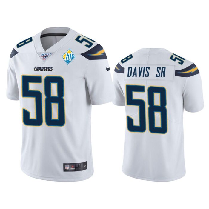 Men Los Angeles Chargers 60th Anniversary Thomas Davis Sr White Limited Jersey