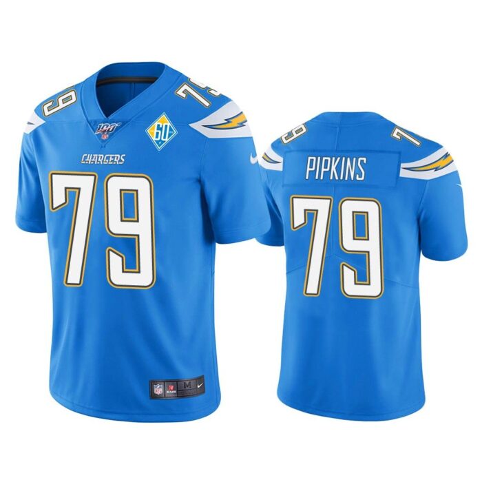 Men Los Angeles Chargers 60th Anniversary Trey Pipkins Light Blue Limited Jersey