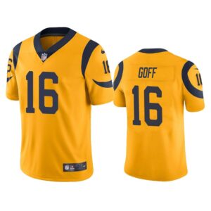 Men Los Angeles Rams Jared Goff #16 Gold Color Rush Limited Jersey