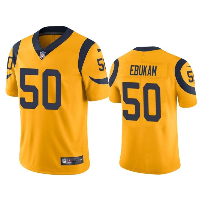 Men Los Angeles Rams Samson Ebukam #50 Gold Color Rush Limited Jersey