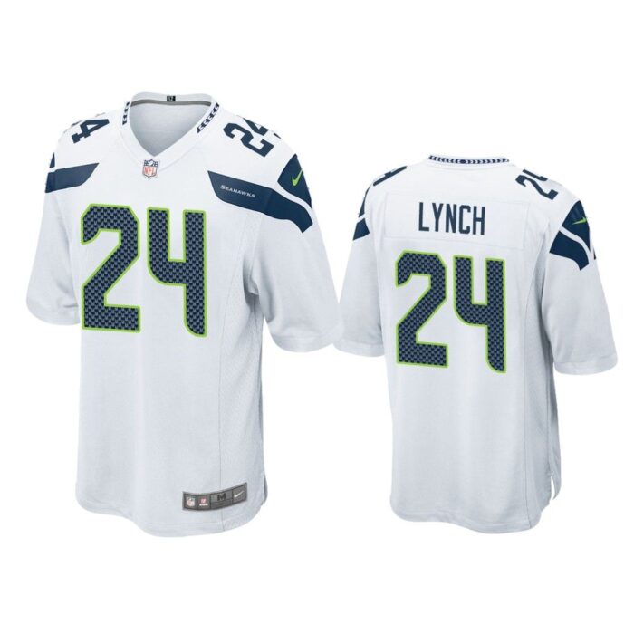 Men Marshawn Lynch Seattle Seahawks White Game Jersey