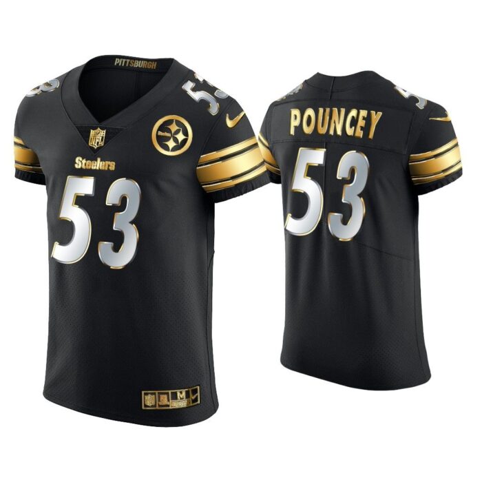 Men Maurkice Pouncey Pittsburgh Steelers Black Golden Edition Elite Jersey