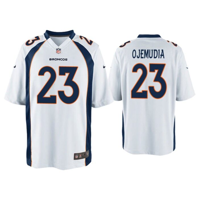 Men Michael Ojemudia Denver Broncos White Game Jersey