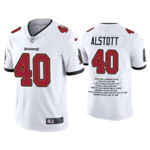 Men Mike Alstott Tampa Bay Buccaneers White Career Highlight Limited Edition Jersey