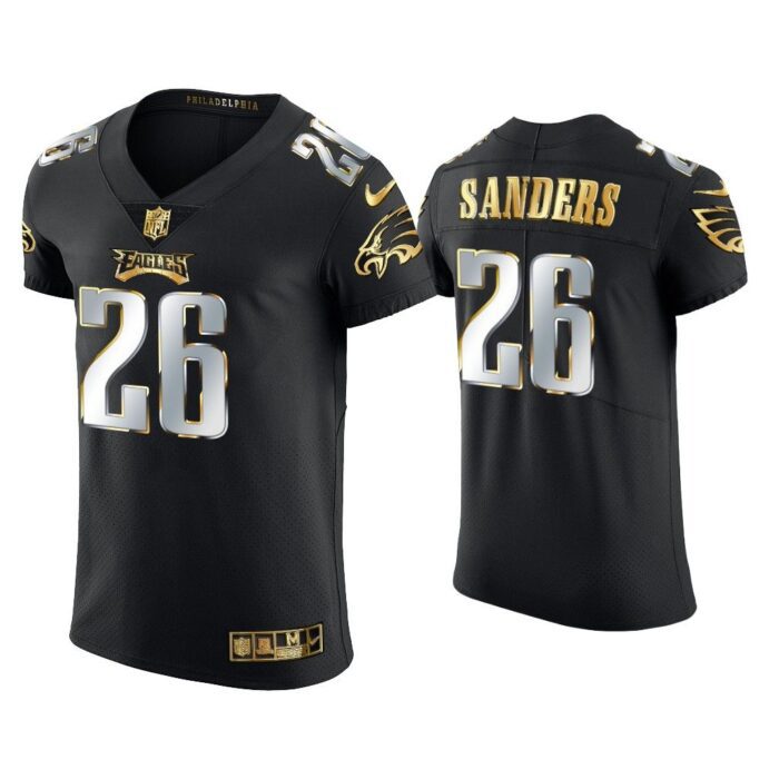 Men Miles Sanders Philadelphia Eagles Black Golden Edition Elite Jersey