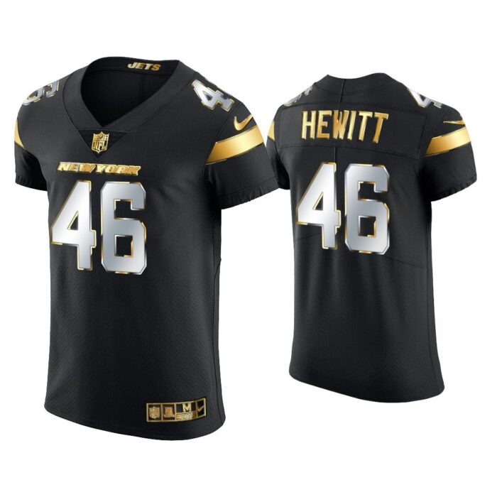 Men Neville Hewitt New York Jets Black Golden Edition Elite Jersey