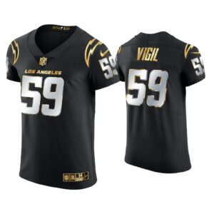 Men Nick Vigil Los Angeles Chargers Black Golden Edition Elite Jersey