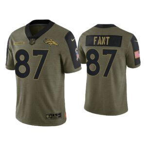 Men Noah Fant Denver Broncos Olive 2021 Salute To Service Limited Jersey