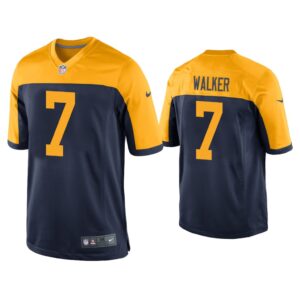 Men Quay Walker Green Bay Packers Navy Throwback Game Jersey