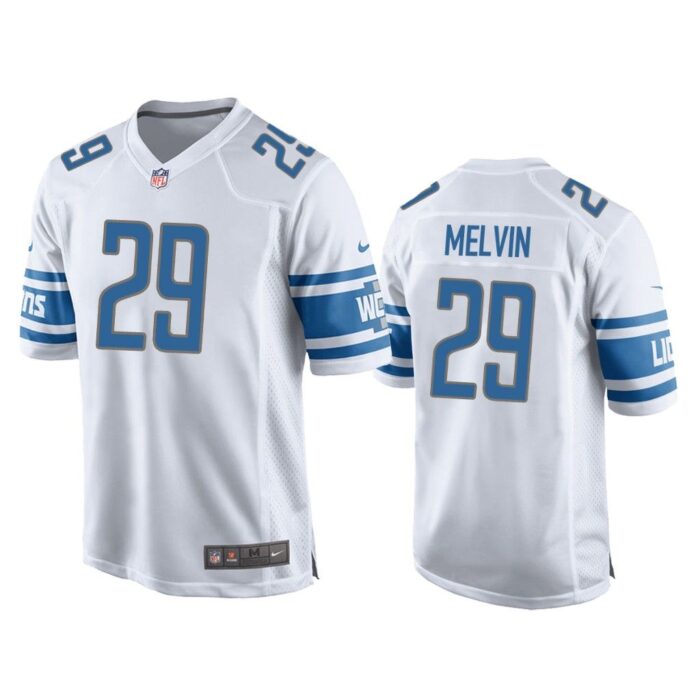 Men Rashaan Melvin Detroit Lions White Game Jersey