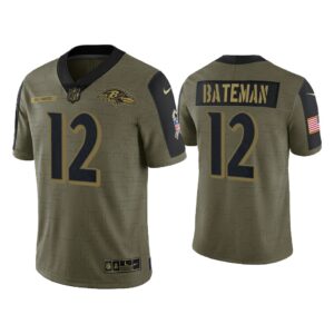 Men Rashod Bateman Baltimore Ravens Olive 2021 Salute To Service Limited Jersey