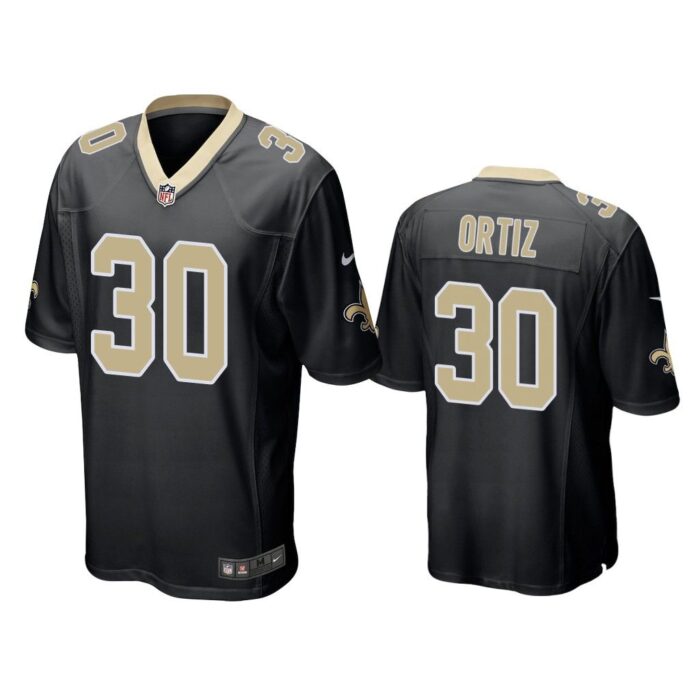 Men Ricky Ortiz New Orleans Saints Black Game Jersey