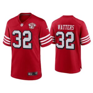 Men Ricky Watters San Francisco 49ers Scarlet 75th Anniversary Game Jersey