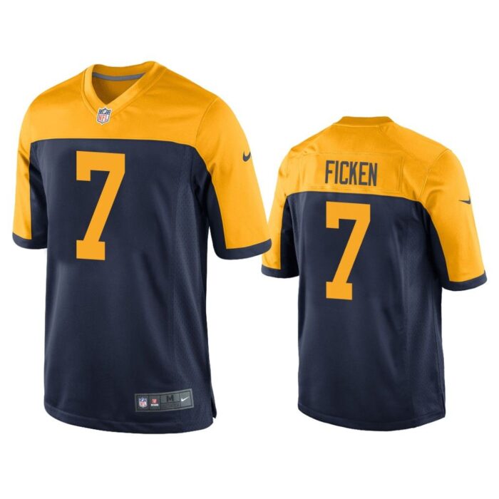 Men Sam Ficken #7 Green Bay Packers Navy Game Jersey