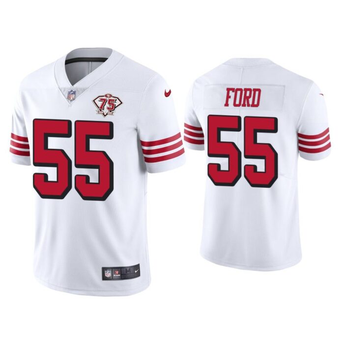 Men San Francisco 49ers 75th Anniversary Dee Ford White Limited Jersey