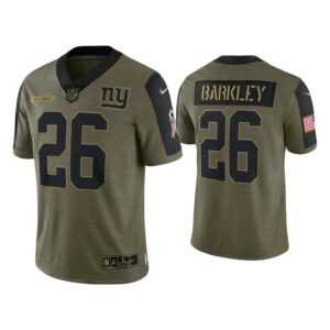 Men Saquon Barkley New York Giants Olive 2021 Salute To Service Limited Jersey