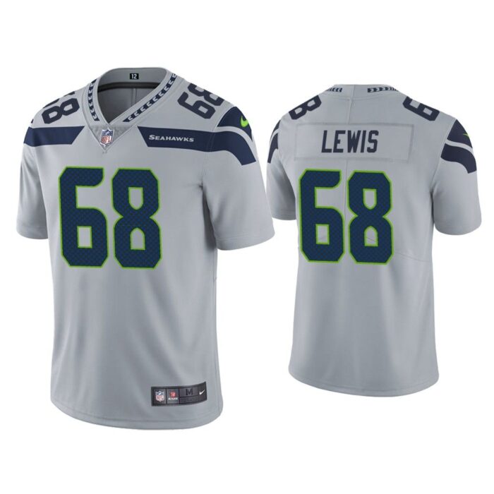 Men Seattle Seahawks Damien Lewis Vapor Limited Gray Jersey