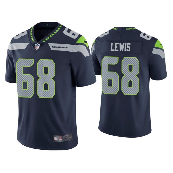 Men Seattle Seahawks Damien Lewis Vapor Limited Navy Jersey