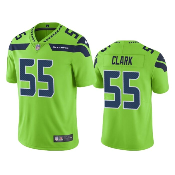 Men Seattle Seahawks Frank Clark #55 Neon Green Color Rush Limited Jersey