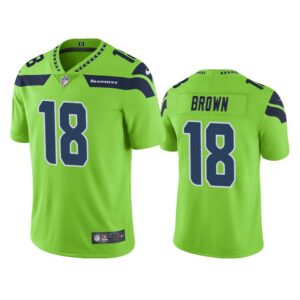 Men Seattle Seahawks Jaron Brown #18 Neon Green Color Rush Limited Jersey