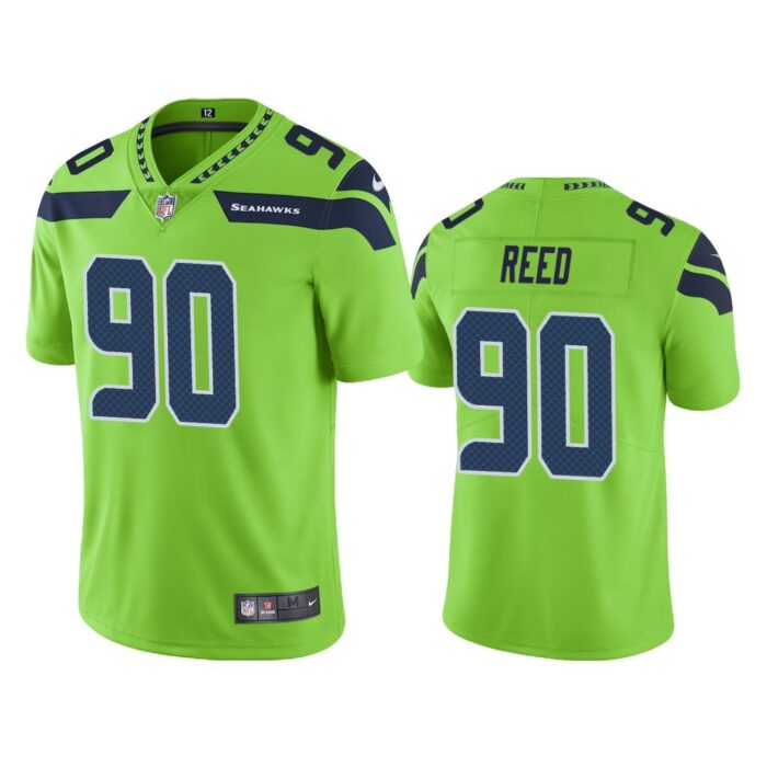 Men Seattle Seahawks Jarran Reed #90 Green Color Rush Limited Jersey