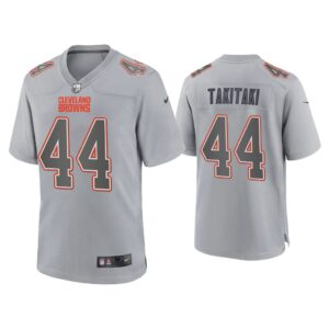 Men Sione Takitaki Cleveland Browns Gray Atmosphere Fashion Game Jersey