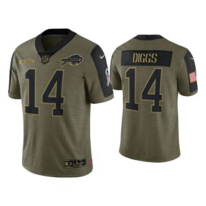 Men Stefon Diggs Buffalo Bills Olive 2021 Salute To Service Limited Jersey