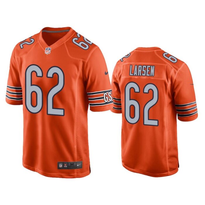 Men Ted Larsen #62 Chicago Bears Orange Game Jersey