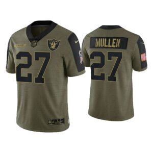 Men Trayvon Mullen Las Vegas Raiders Olive 2021 Salute To Service Limited Jersey