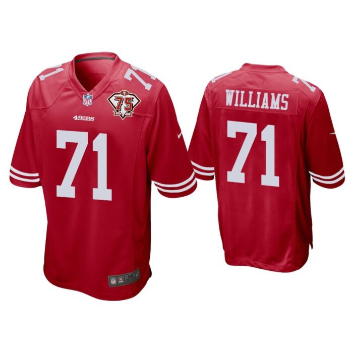 Men Trent Williams San Francisco 49ers Scarlet 75th Anniversary Patch Game Jersey