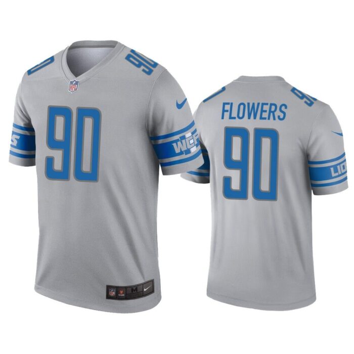 Men Trey Flowers Detroit Lions Gray Inverted Legend Jersey