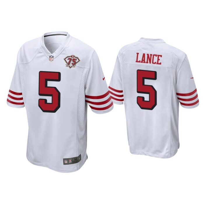 Men Trey Lance San Francisco 49ers White 75th Anniversary Game Jersey