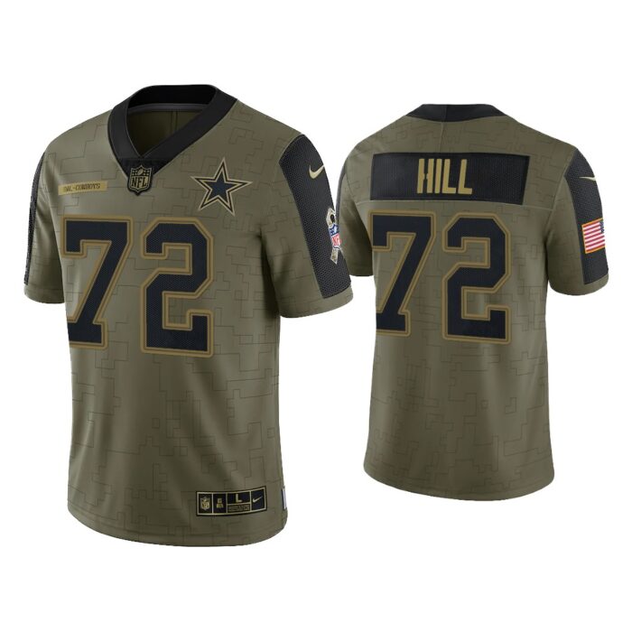 Men Trysten Hill Dallas Cowboys Olive 2021 Salute To Service Limited Jersey