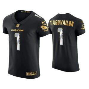 Men Tua Tagovailoa Miami Dolphins Black Golden Edition Elite Jersey