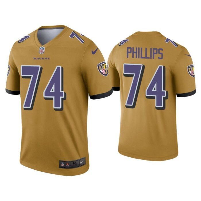 Men Tyre Phillips Baltimore Ravens Gold Inverted Legend Jersey