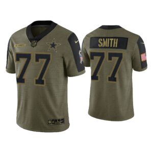 Men Tyron Smith Dallas Cowboys Olive 2021 Salute To Service Limited Jersey