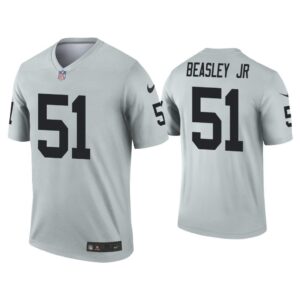 Men Vic Beasley Jr Las Vegas Raiders Silver Inverted Legend Jersey