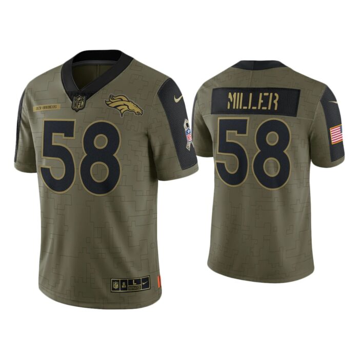 Men Von Miller Denver Broncos Olive 2021 Salute To Service Limited Jersey