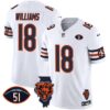 Men's Chicago Bears #18 Caleb Williams White F.U.S.E. With Illinois and No. 51 Patch Football Stitched Jersey